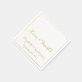 エレガントなウェディングラブサンクス フェイクゴールドホワイトペーパー スタンダードカクテルナプキン (角)
