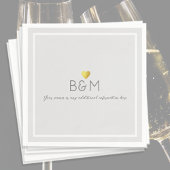 エレガントなウェディングラブモノグラムグレー スタンダードカクテルナプキン