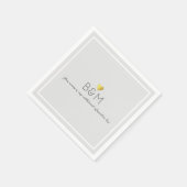 エレガントなウェディングラブモノグラムグレー スタンダードカクテルナプキン (角)