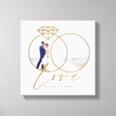 エレガントなウェディングラブ金ゴールドダイヤモンドリングや輪写真 キャンバスプリント (正面)