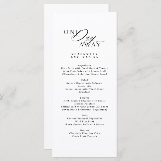 エレガントなウェディングリハーサルディナー遠くに1日 メニュー (正面/裏面)