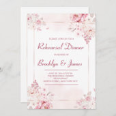 エレガントなウェディングリハーサル招待状とバラ 招待状 (正面/裏面)