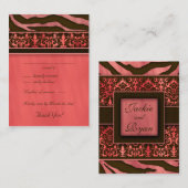 エレガントなウェディングレスポンスカードゼブラダマスクCB エンクロージャーカード (正面/裏面)