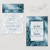 エレガントなウェディングレスポンスカードフローラリーフティール（緑がかった色） エンクロージャーカード (正面/裏面)