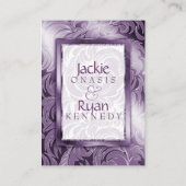 エレガントなウェディングレスポンスカードフローラリーフパープル エンクロージャーカード (裏面)