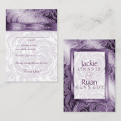 エレガントなウェディングレスポンスカードフローラリーフパープル エンクロージャーカード (正面/裏面)