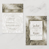 エレガントなウェディングレスポンスカードフローラリーフ金ゴールド エンクロージャーカード (正面/裏面)