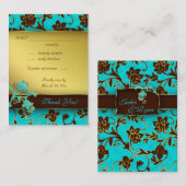 エレガントなウェディングレスポンスカード金ゴールドフローラBB エンクロージャーカード (正面/裏面)