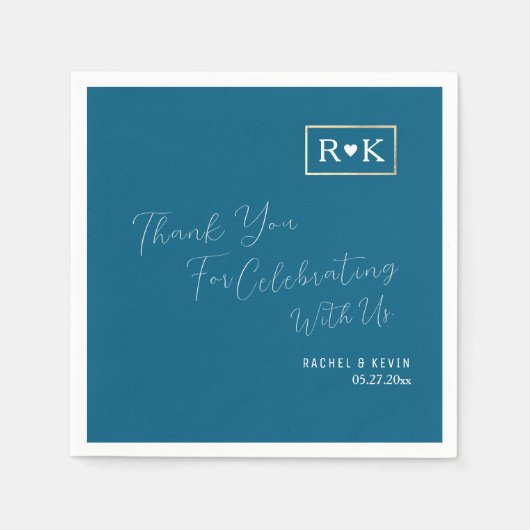 エレガントなウェディングロマンチックブルー スタンダードカクテルナプキン (正面)