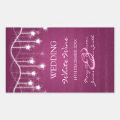 エレガントなウェディングワインラベルきらめくスターズベリー 長方形シール (正面)