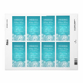 エレガントなウェディングワインラベルペイズリーレースブルー ラベル (フルシート)