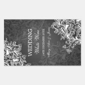 エレガントなウェディングワインラベルヴィンテージスワーズブラック 長方形シール (正面)