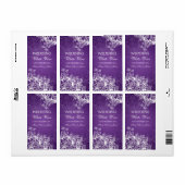 エレガントなウェディングワインラベルヴィンテージ渦巻き紫 ラベル (フルシート)