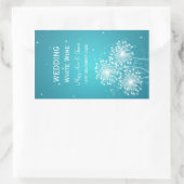 エレガントなウェディングワインラベル夏の輝くターコイズ 長方形シール (バッグ)