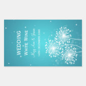 エレガントなウェディングワインラベル夏の輝くターコイズ 長方形シール (正面)