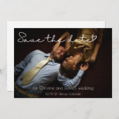 エレガントなウェディング写真で日付を保存 招待状 (正面/裏面)