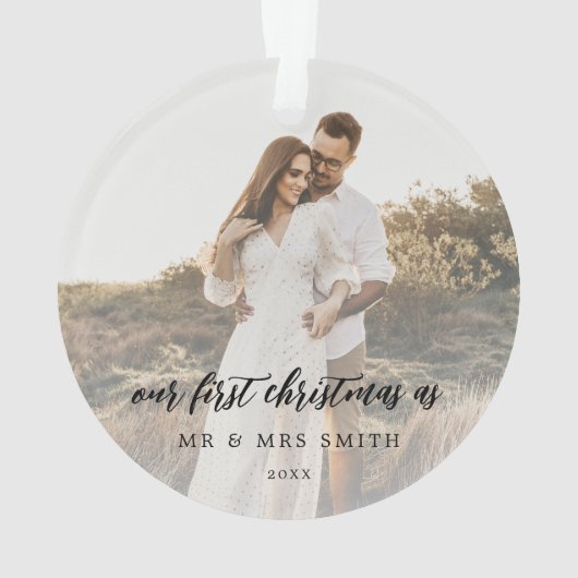 エレガントなウェディング写真の新婚 オーナメント (裏面)