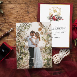 エレガントなウェディング写真書道ありがとう サンキューカード