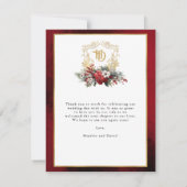 エレガントなウェディング写真書道ありがとう サンキューカード (裏面)