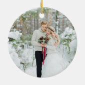 エレガントなウェディング初めてのクリスマスMr. and Mrs. 2写真 セラミックオーナメント (裏面)