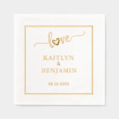 エレガントなウェディング実在ラブゴールドフォイル 箔ナプキン (正面)