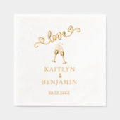 エレガントなウェディング実在ラブフォイルスタンプ付きナプキン 箔ナプキン (正面)