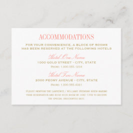 エレガントなウェディング宿泊施設コーラルと金ゴールド エンクロージャーカード