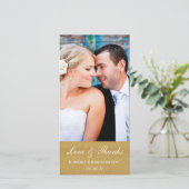 エレガントなウェディング愛感謝していとフォトカード/金ゴールド サンキューカード (スタンド正面)