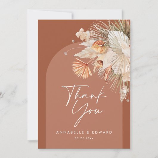 エレガントなウェディング感謝していを寺堀田モダン サンキューカード (正面)