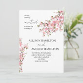 エレガントなウェディング招待状とさくらんぼの花 招待状 (スタンド正面)