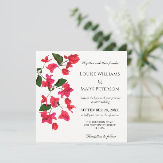 エレガントなウェディング招待状とブーゲンビリア 招待状 (スタンド正面)
