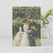 エレガントなウェディング招待状と金ゴールドアーチ 招待状 (スタンド正面)