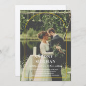 エレガントなウェディング招待状と金ゴールドアーチ 招待状 (正面/裏面)