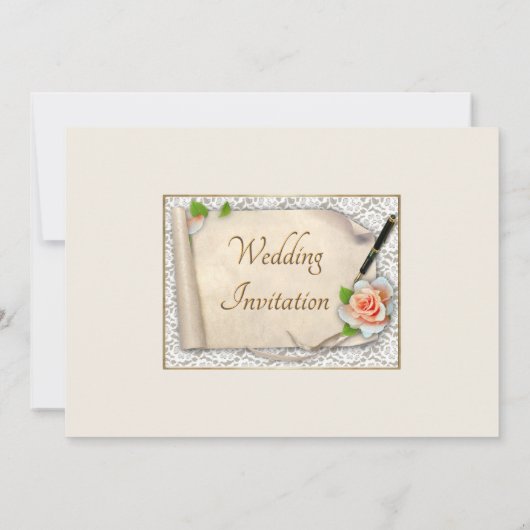 エレガントなウェディング招待状スクロール 招待状 (裏面)