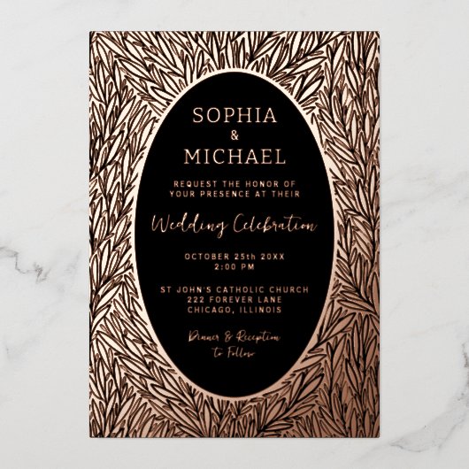 エレガントなウェディング招待状写真植物学離れの 箔シーズンカード (正面)