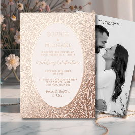 エレガントなウェディング招待状写真植物学離れの 箔シーズンカード