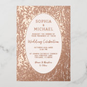 エレガントなウェディング招待状写真植物学離れの 箔シーズンカード (正面)