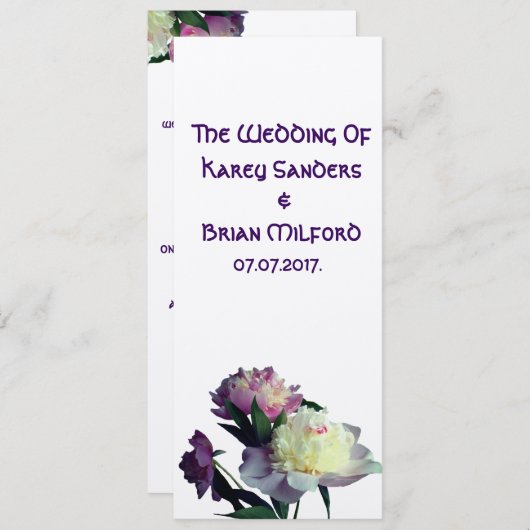 エレガントなウェディング招待状牡丹の花 招待状 (正面/裏面)