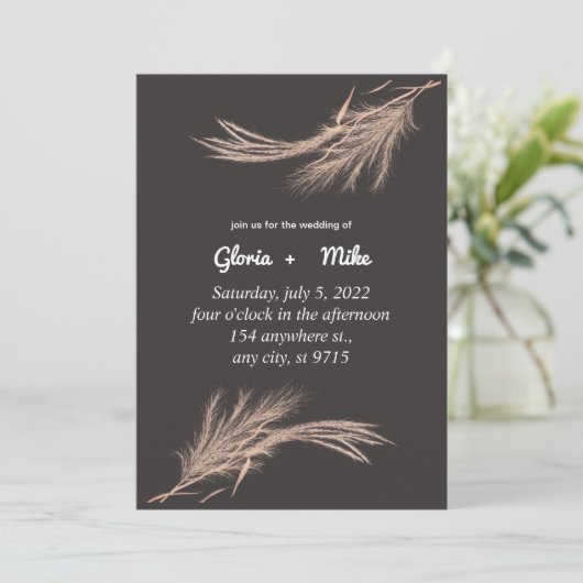 エレガントなウェディング招待状結婚グリーナリーのカード 案内状 (スタンド正面)