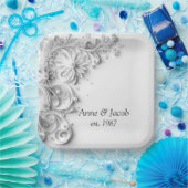 エレガントなウェディング紙クリ縁どリング ペーパープレート (パーティー)