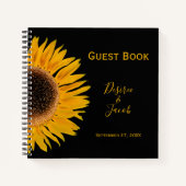 エレガントなウェディング素朴イエローブラックヒマワリ ノートブック (正面)