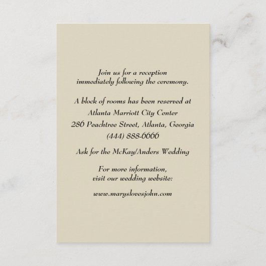 エレガントなウェディング結婚ガウンの詳細 エンクロージャーカード (裏面)