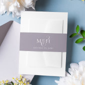 エレガントなウェディング結婚モノグラムの薄紫ラベンダー 招待状ベリーバンド