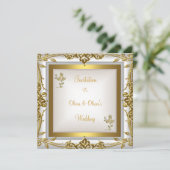 エレガントなウェディング華美フローラホワイト金ゴールド 招待状 (スタンド正面)