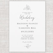 エレガントなウェディング葉ボタニカルズ白黒 招待状