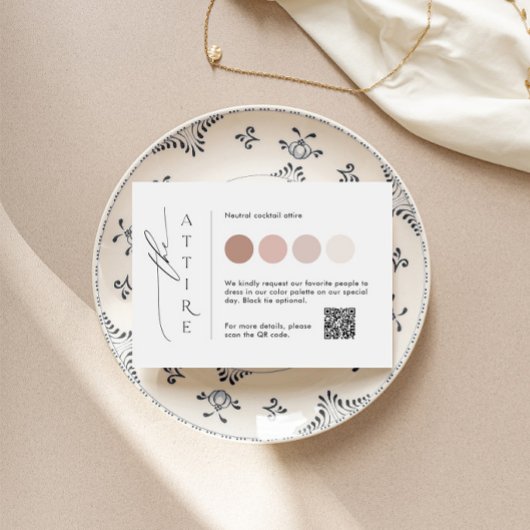 エレガントなウェディング衣装カードテンプレートとQRコード エンクロージャーカード
