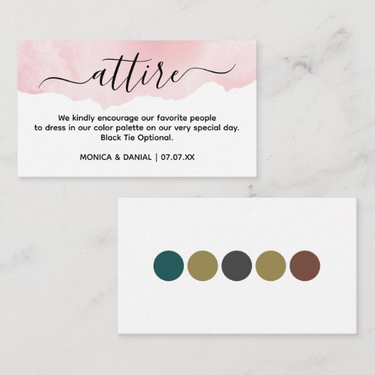 エレガントなウェディング衣装ゲストドレスコードカード エンクロージャーカード (正面/裏面)