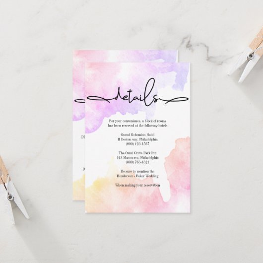 エレガントなウェディング詳細カード。招待状 (正面/裏面インサイチュ)