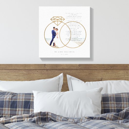 エレガントなウェディング誓い金ゴールドダイヤモンドリングや輪写真 キャンバスプリント (インサイチュ (寝室))