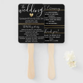 エレガントなウェディング金ゴールドとブラックセットのファン ハンドファン (正面&裏面)